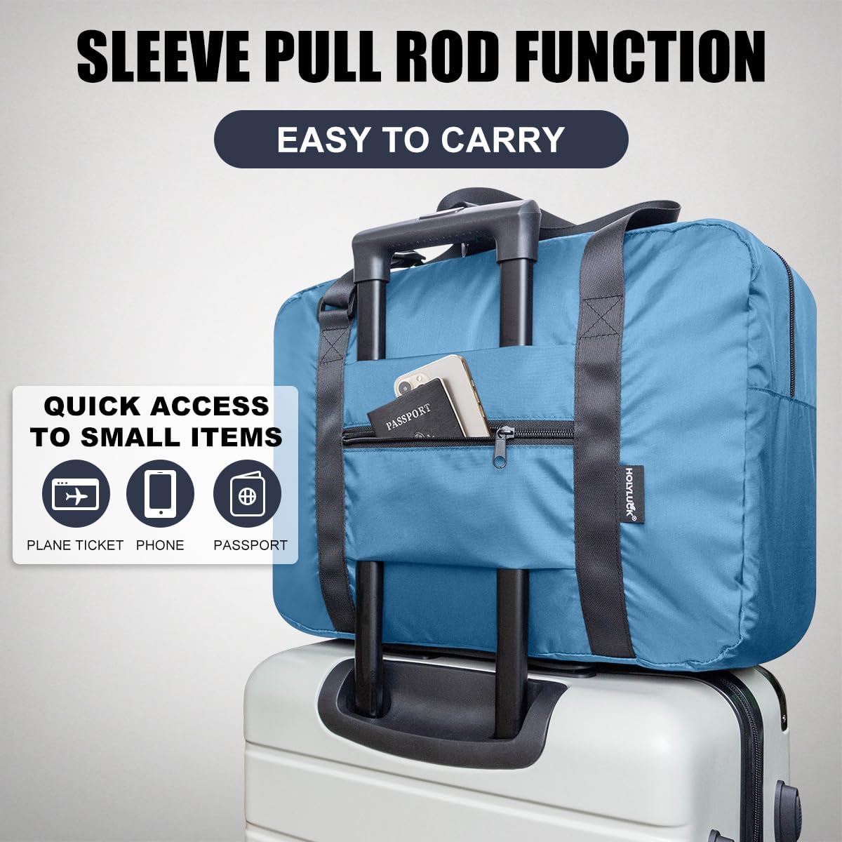 Foldable Travel Duffle Bag, Airlines Approved Carry On Bag Weekender Overnight Bag for Men Women, 40L (Black)