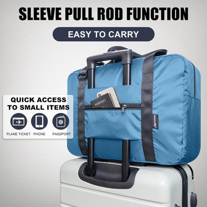 Foldable Travel Duffle Bag, Airlines Approved Carry On Bag Weekender Overnight Bag for Men Women, 40L (Black)