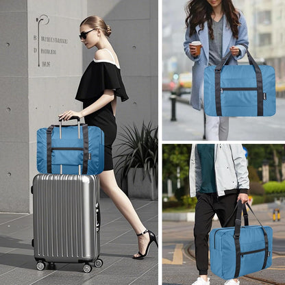 Foldable Travel Duffle Bag, Airlines Approved Carry On Bag Weekender Overnight Bag for Men Women, 40L (Black)