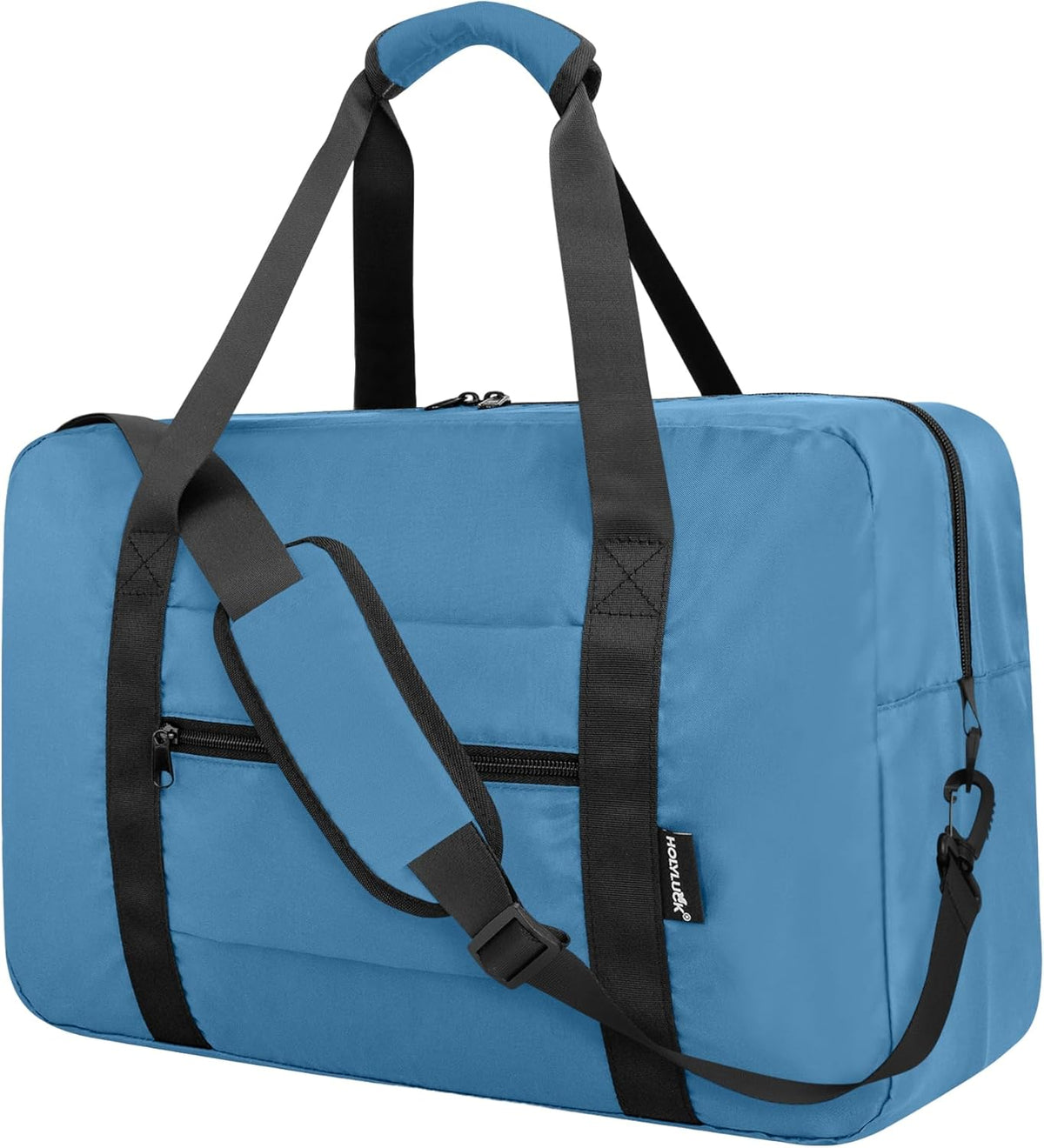 Foldable Travel Duffle Bag, Airlines Approved Carry On Bag Weekender Overnight Bag for Men Women, 40L (Black)