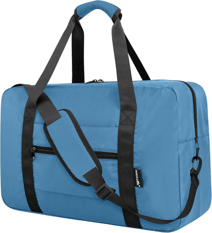 Foldable Travel Duffle Bag, Airlines Approved Carry On Bag Weekender Overnight Bag for Men Women, 40L (Black)