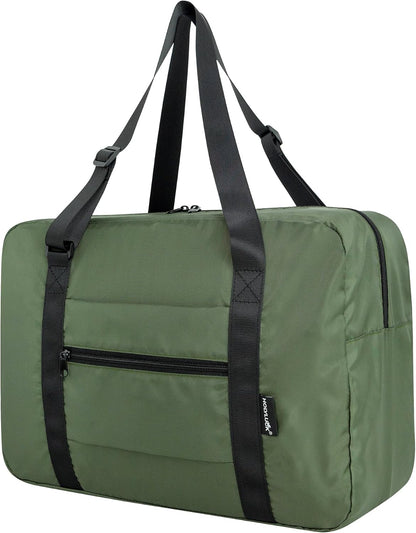 Foldable Travel Duffle Bag, Airlines Approved Carry On Bag Weekender Overnight Bag for Men Women, 40L (Black)