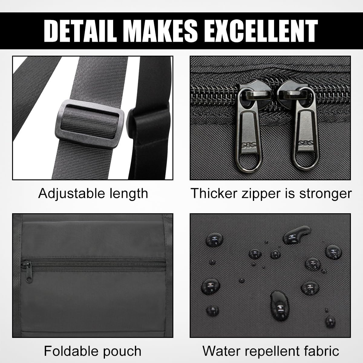 Foldable Travel Duffle Bag, Airlines Approved Carry On Bag Weekender Overnight Bag for Men Women, 40L (Black)