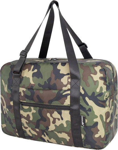 Foldable Travel Duffle Bag, Airlines Approved Carry On Bag Weekender Overnight Bag for Men Women, 40L (Black)