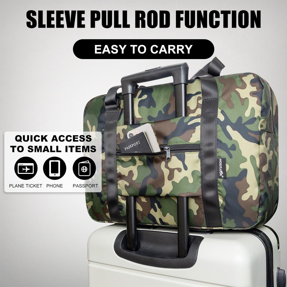 Foldable Travel Duffle Bag, Airlines Approved Carry On Bag Weekender Overnight Bag for Men Women, 40L (Black)