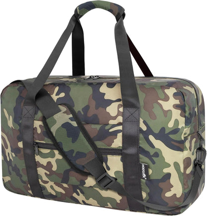 Foldable Travel Duffle Bag, Airlines Approved Carry On Bag Weekender Overnight Bag for Men Women, 40L (Black)