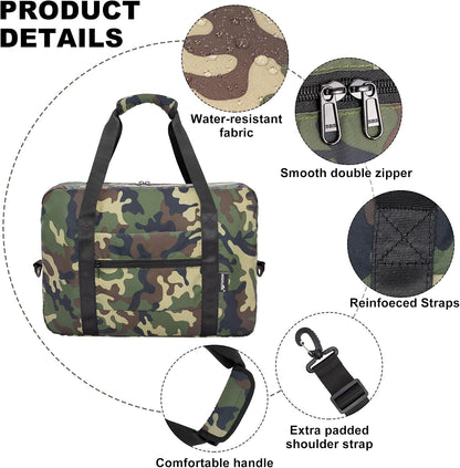 Foldable Travel Duffle Bag, Airlines Approved Carry On Bag Weekender Overnight Bag for Men Women, 40L (Black)