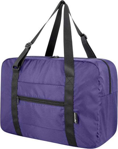 Foldable Travel Duffle Bag, Airlines Approved Carry On Bag Weekender Overnight Bag for Men Women, 40L (Black)