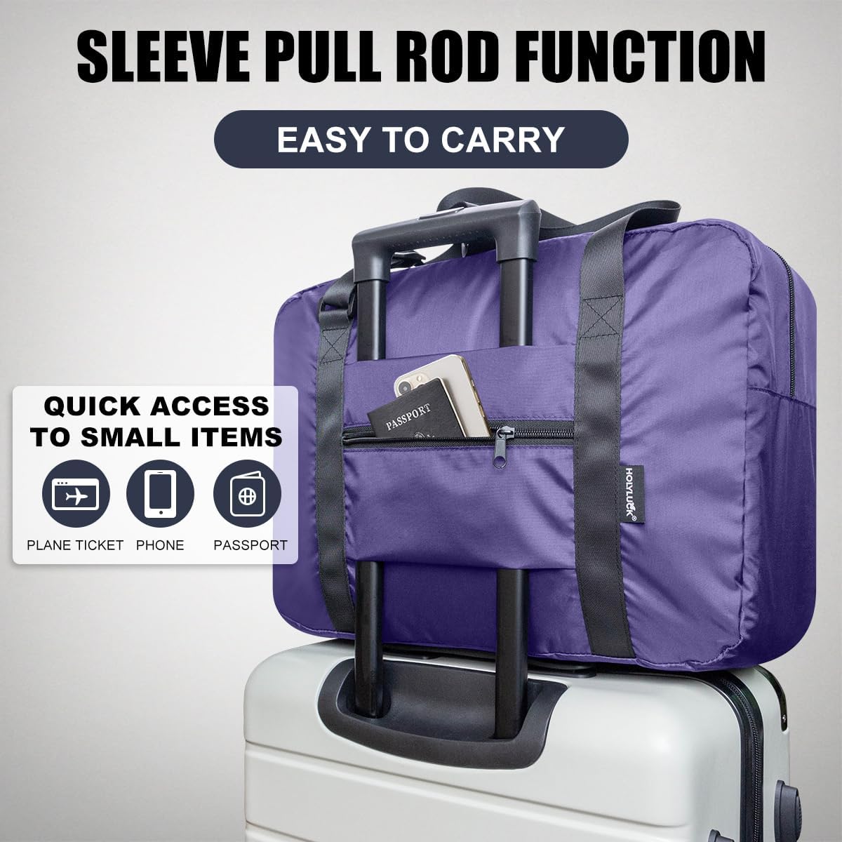 Foldable Travel Duffle Bag, Airlines Approved Carry On Bag Weekender Overnight Bag for Men Women, 40L (Black)
