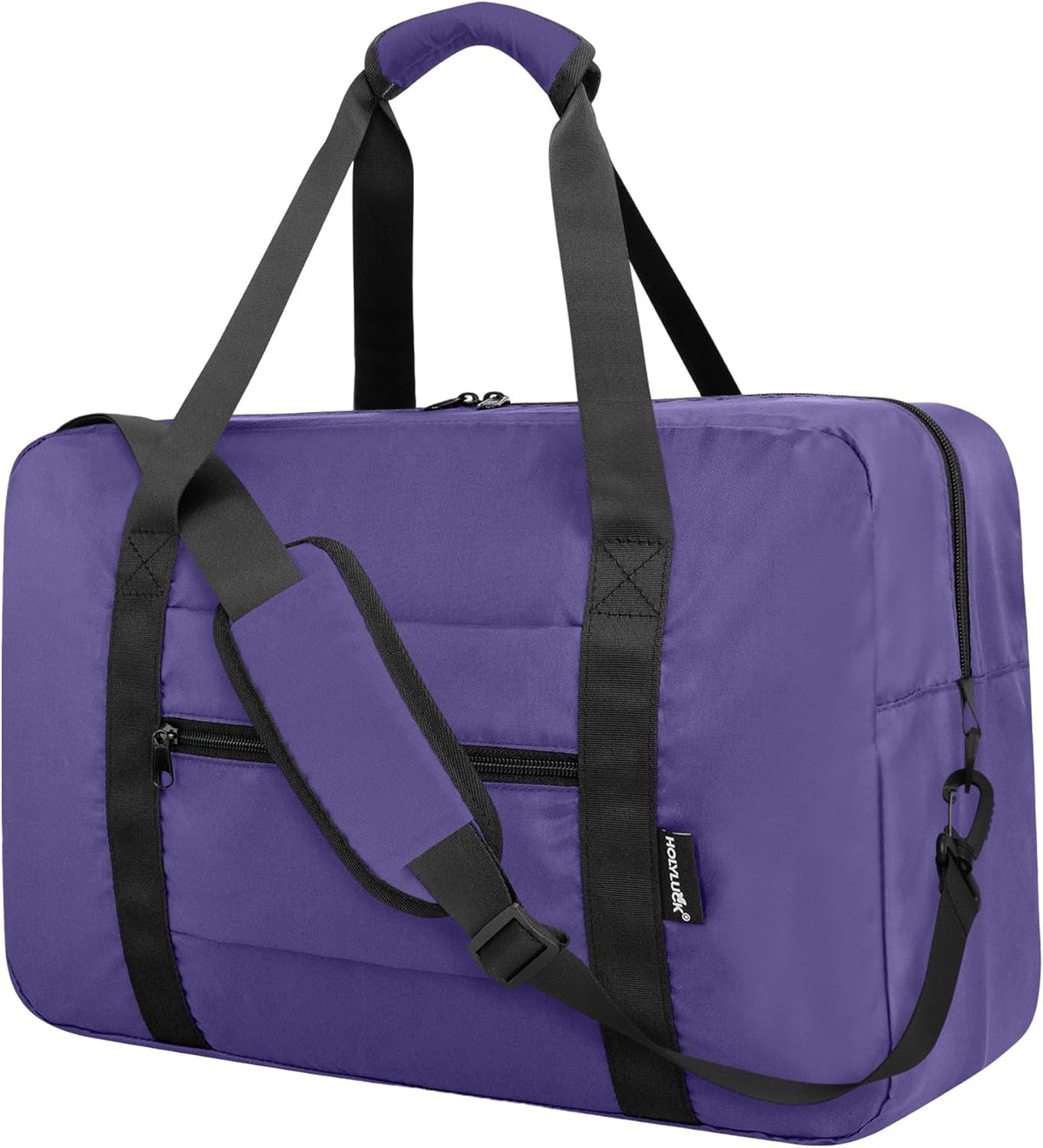 Foldable Travel Duffle Bag, Airlines Approved Carry On Bag Weekender Overnight Bag for Men Women, 40L (Black)