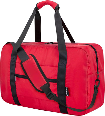 Foldable Travel Duffle Bag, Airlines Approved Carry On Bag Weekender Overnight Bag for Men Women, 40L (Black)