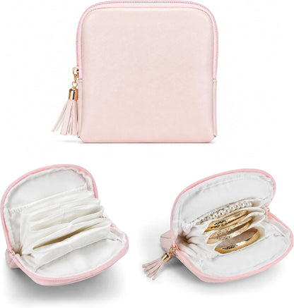 Small Travel Jewelry Case, Jewelry Organizer Pouch Bags with Zipper | Portable Velvet Storage Bag for Women, Jewelry Travel Case for Bracelet Rings Earring Travel Accessories Holder