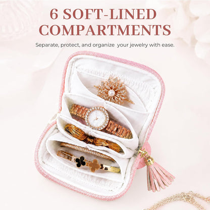 Small Travel Jewelry Case, Jewelry Organizer Pouch Bags with Zipper | Portable Velvet Storage Bag for Women, Jewelry Travel Case for Bracelet Rings Earring Travel Accessories Holder