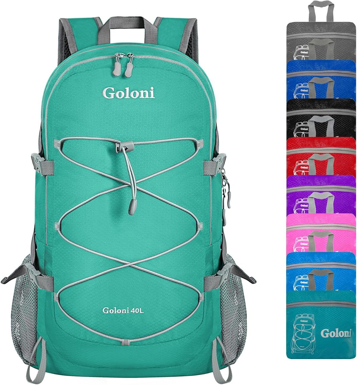 Goloni Ultra Lightweight Packable Backpack 40L - Foldable Hiking Backpack Water Resistant Small Foldable Daypack for Travel,Sky Blue