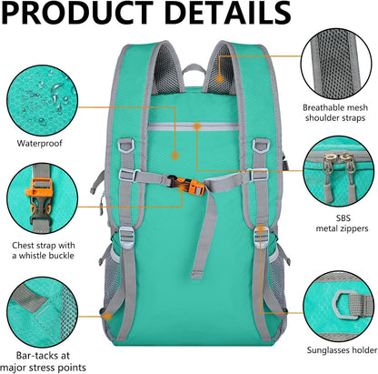 Goloni Ultra Lightweight Packable Backpack 40L - Foldable Hiking Backpack Water Resistant Small Foldable Daypack for Travel,Sky Blue