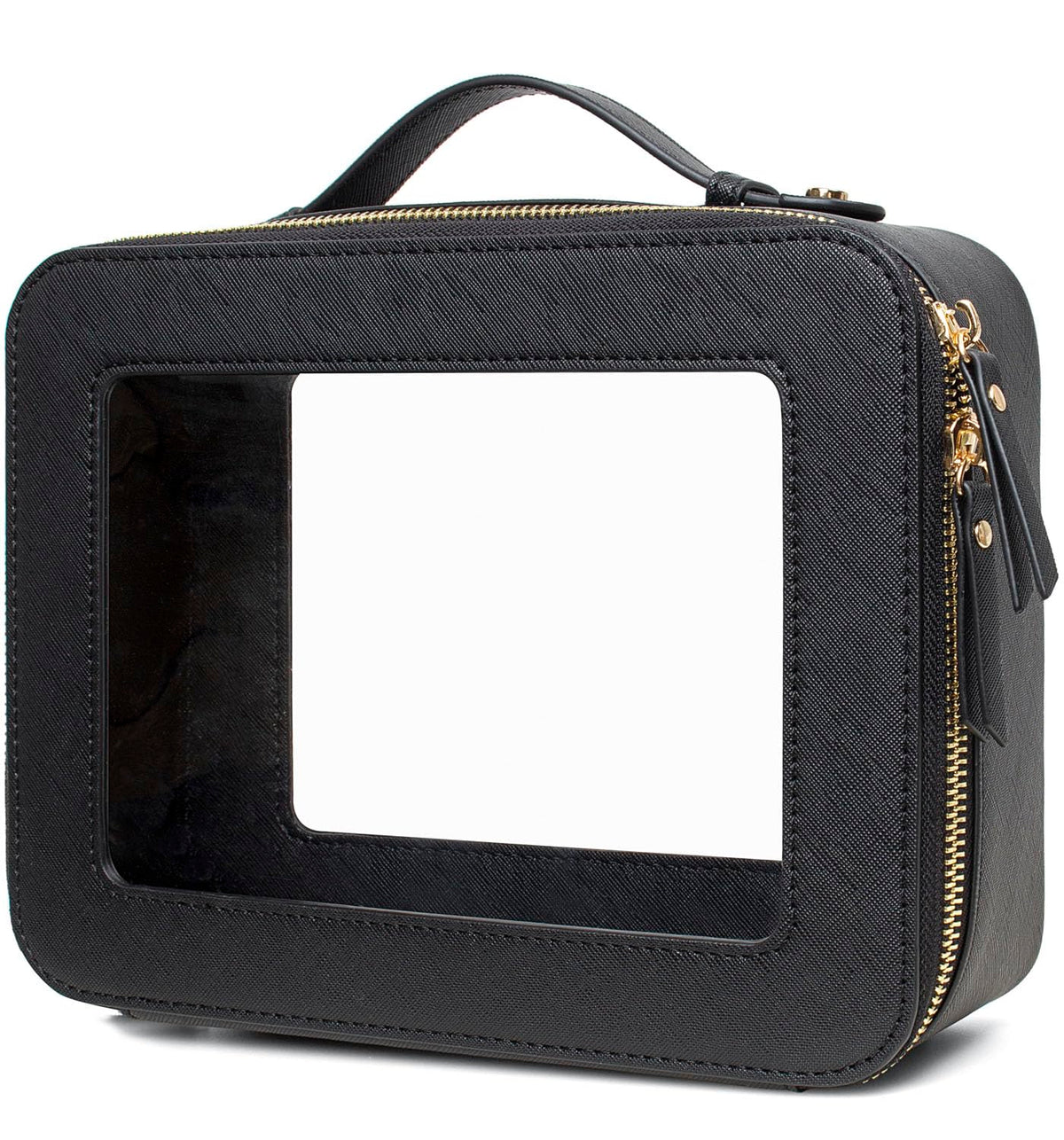 Clear Makeup Bags, TSA Approved Toiletry Bag with Zipper, Clear Makeup Organizer Fit Carry-on Travel Essentials,Car Essentials for Women Men (C-Black)