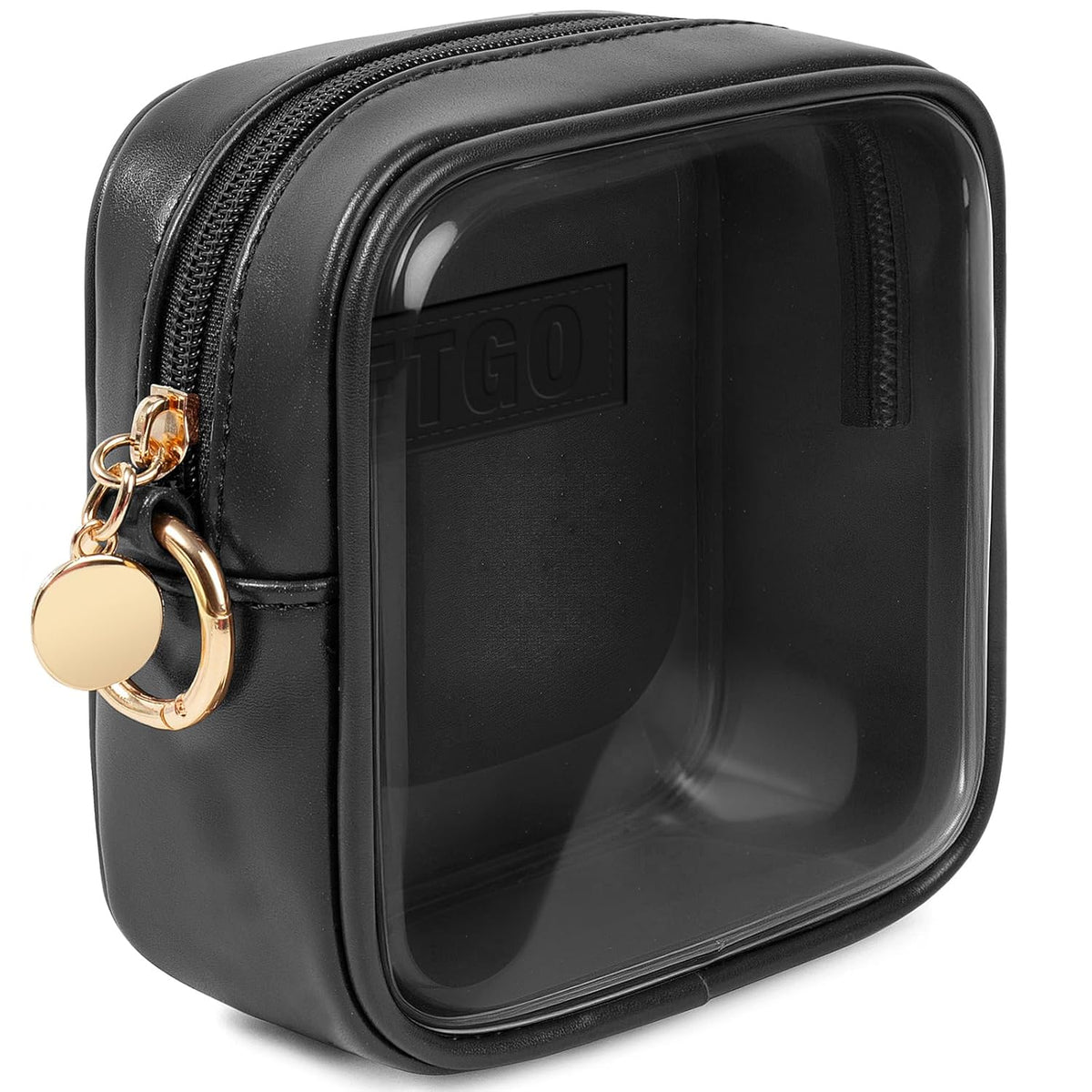 Clear Makeup Bags, TSA Approved Toiletry Bag with Zipper, Clear Makeup Organizer Fit Carry-on Travel Essentials,Car Essentials for Women Men (C-Black)