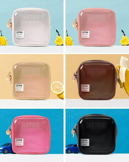 Clear Makeup Bags, TSA Approved Toiletry Bag with Zipper, Clear Makeup Organizer Fit Carry-on Travel Essentials,Car Essentials for Women Men (C-Black)
