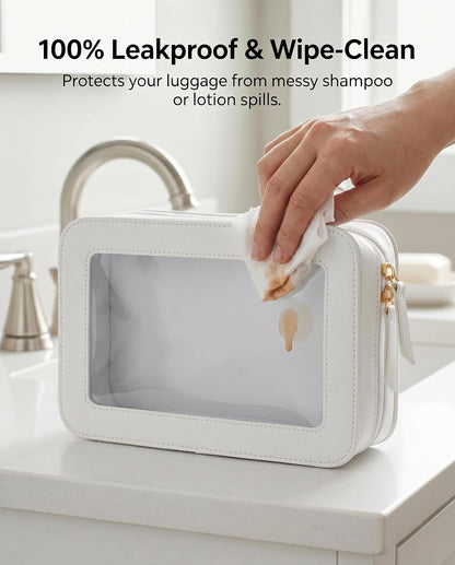 Clear Makeup Bags, TSA Approved Toiletry Bag with Zipper, Clear Makeup Organizer Fit Carry-on Travel Essentials,Car Essentials for Women Men (C-Black)