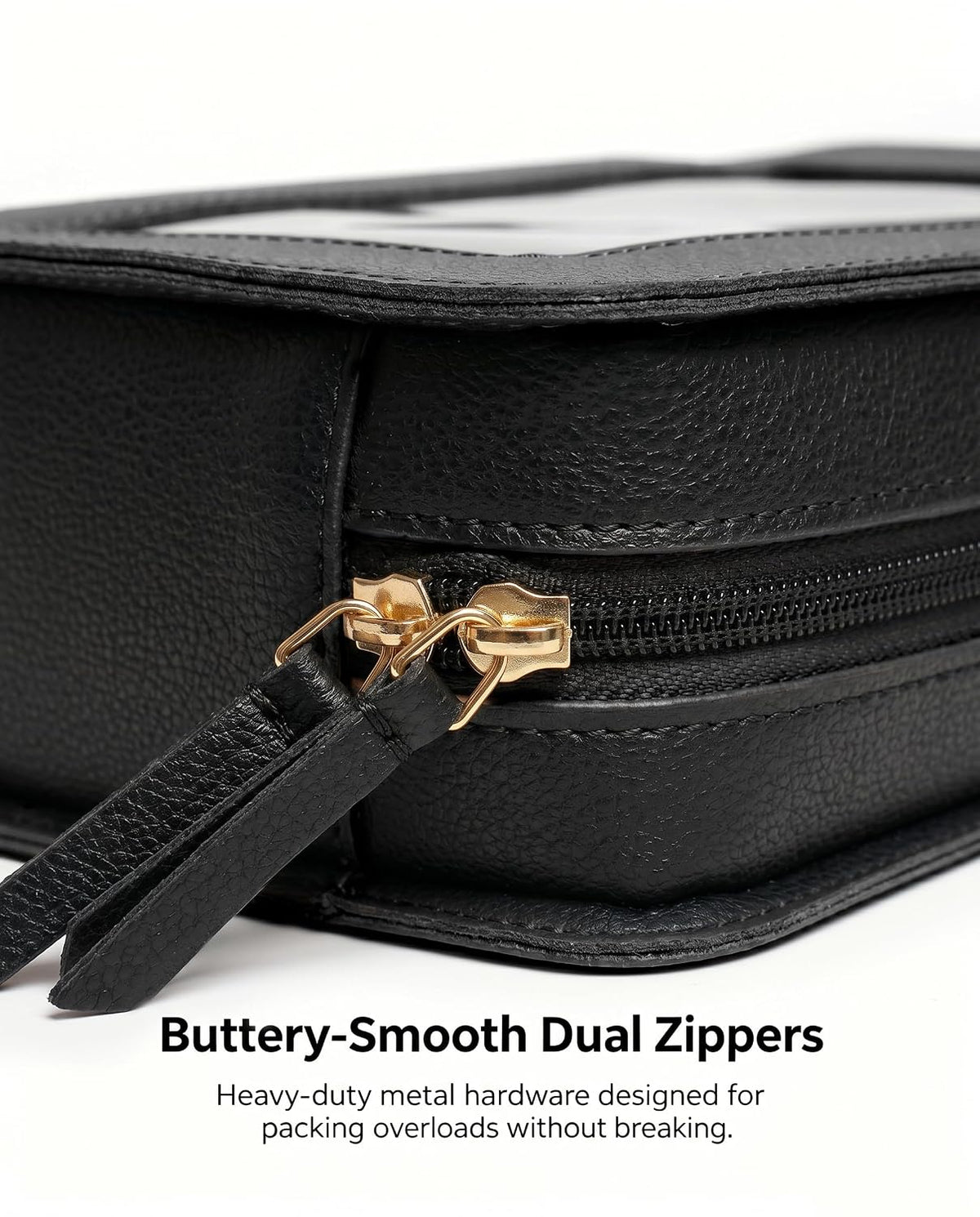 Clear Makeup Bags, TSA Approved Toiletry Bag with Zipper, Clear Makeup Organizer Fit Carry-on Travel Essentials,Car Essentials for Women Men (C-Black)