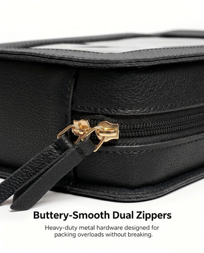 Clear Makeup Bags, TSA Approved Toiletry Bag with Zipper, Clear Makeup Organizer Fit Carry-on Travel Essentials,Car Essentials for Women Men (C-Black)