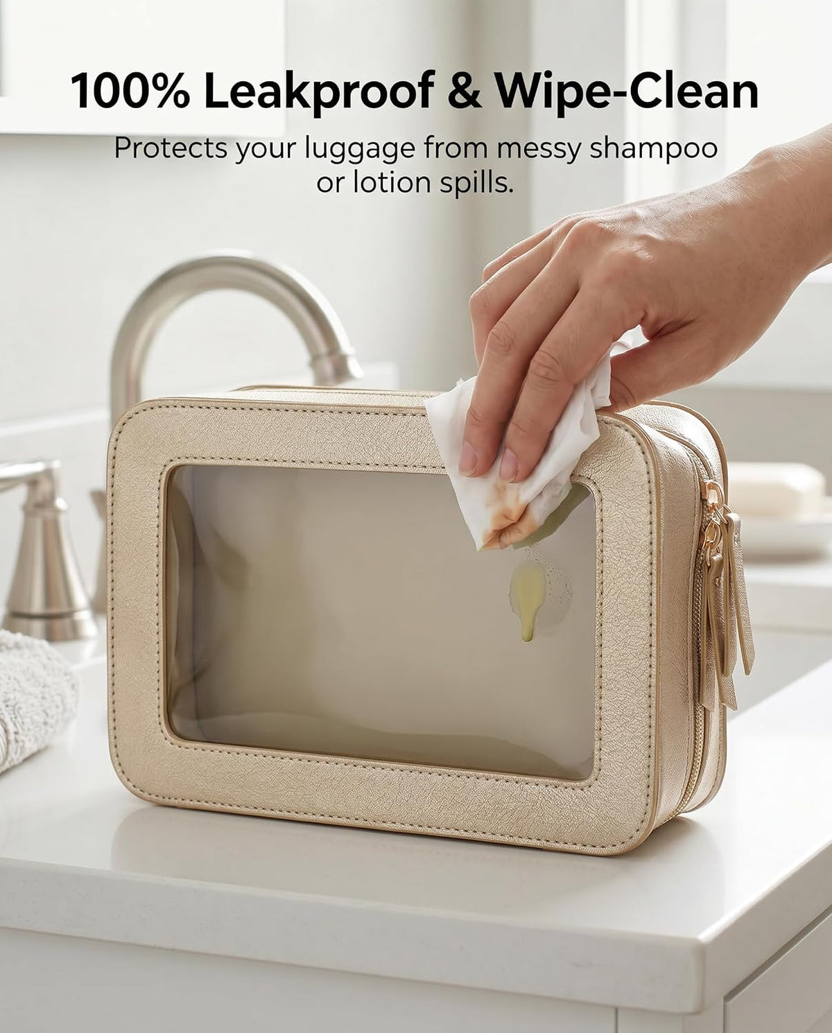 Clear Makeup Bags, TSA Approved Toiletry Bag with Zipper, Clear Makeup Organizer Fit Carry-on Travel Essentials,Car Essentials for Women Men (C-Black)