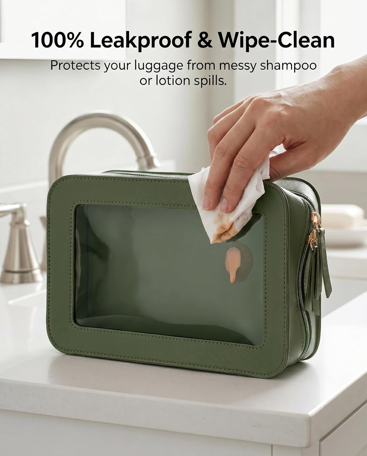 Clear Makeup Bags, TSA Approved Toiletry Bag with Zipper, Clear Makeup Organizer Fit Carry-on Travel Essentials,Car Essentials for Women Men (C-Black)