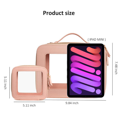 Clear Makeup Bags, TSA Approved Toiletry Bag with Zipper, Clear Makeup Organizer Fit Carry-on Travel Essentials,Car Essentials for Women Men (C-Black)
