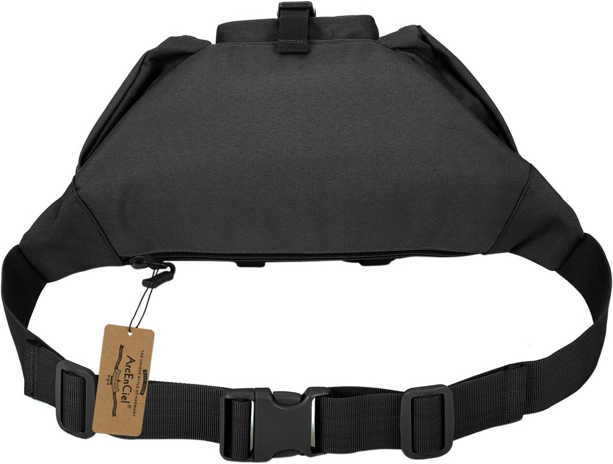 Tactical Fanny Pack for Men Women Waist Bag Hip Belt Outdoor Hiking Fishing Bumbag with Patch（White)