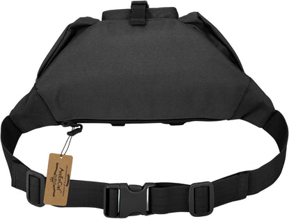 Tactical Fanny Pack for Men Women Waist Bag Hip Belt Outdoor Hiking Fishing Bumbag with Patch（White)