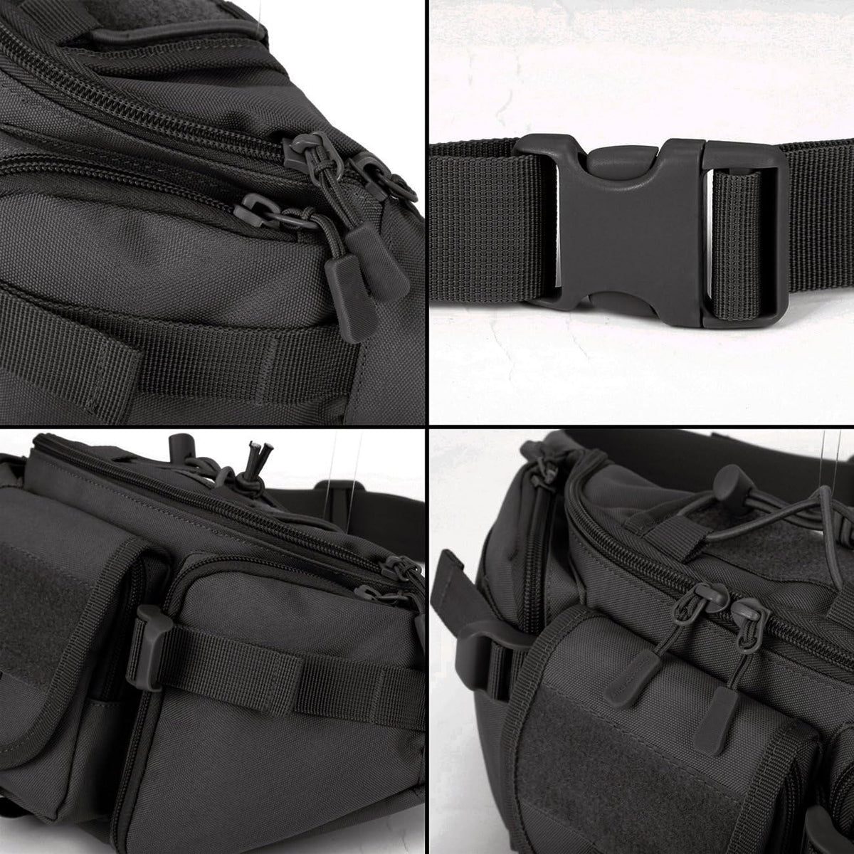 Tactical Fanny Pack for Men Women Waist Bag Hip Belt Outdoor Hiking Fishing Bumbag with Patch（White)