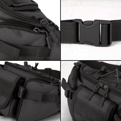 Tactical Fanny Pack for Men Women Waist Bag Hip Belt Outdoor Hiking Fishing Bumbag with Patch（White)
