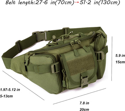 Tactical Fanny Pack for Men Women Waist Bag Hip Belt Outdoor Hiking Fishing Bumbag with Patch（White)