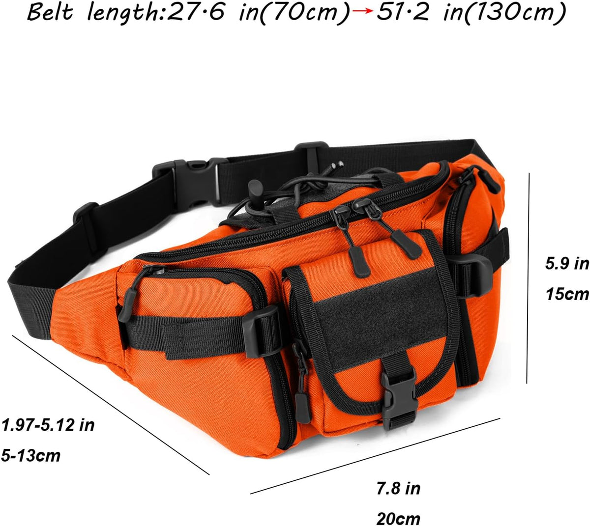 Tactical Fanny Pack for Men Women Waist Bag Hip Belt Outdoor Hiking Fishing Bumbag with Patch（White)