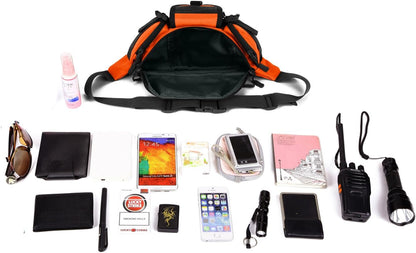 Tactical Fanny Pack for Men Women Waist Bag Hip Belt Outdoor Hiking Fishing Bumbag with Patch（White)