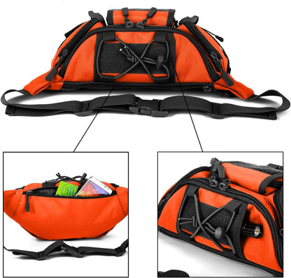 Tactical Fanny Pack for Men Women Waist Bag Hip Belt Outdoor Hiking Fishing Bumbag with Patch（White)