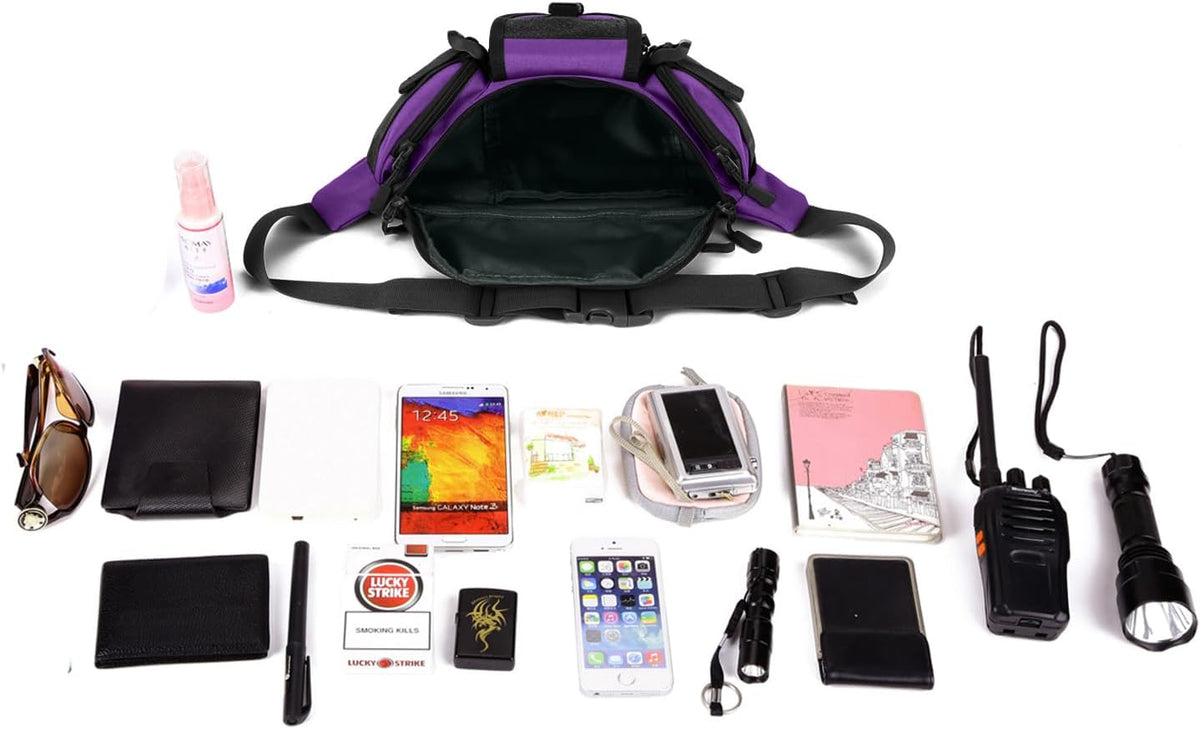 Tactical Fanny Pack for Men Women Waist Bag Hip Belt Outdoor Hiking Fishing Bumbag with Patch（White)