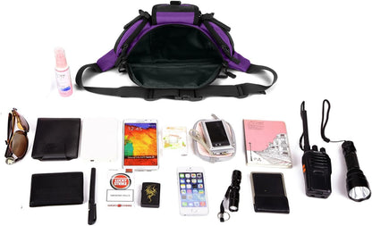 Tactical Fanny Pack for Men Women Waist Bag Hip Belt Outdoor Hiking Fishing Bumbag with Patch（White)