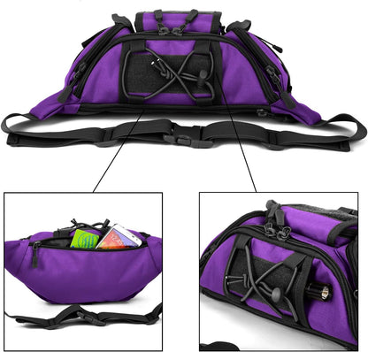 Tactical Fanny Pack for Men Women Waist Bag Hip Belt Outdoor Hiking Fishing Bumbag with Patch（White)