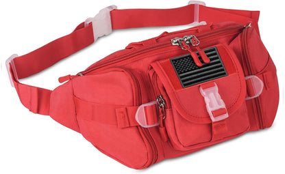 Tactical Fanny Pack for Men Women Waist Bag Hip Belt Outdoor Hiking Fishing Bumbag with Patch（White)