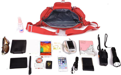 Tactical Fanny Pack for Men Women Waist Bag Hip Belt Outdoor Hiking Fishing Bumbag with Patch（White)