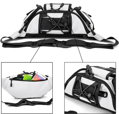 Tactical Fanny Pack for Men Women Waist Bag Hip Belt Outdoor Hiking Fishing Bumbag with Patch（White)