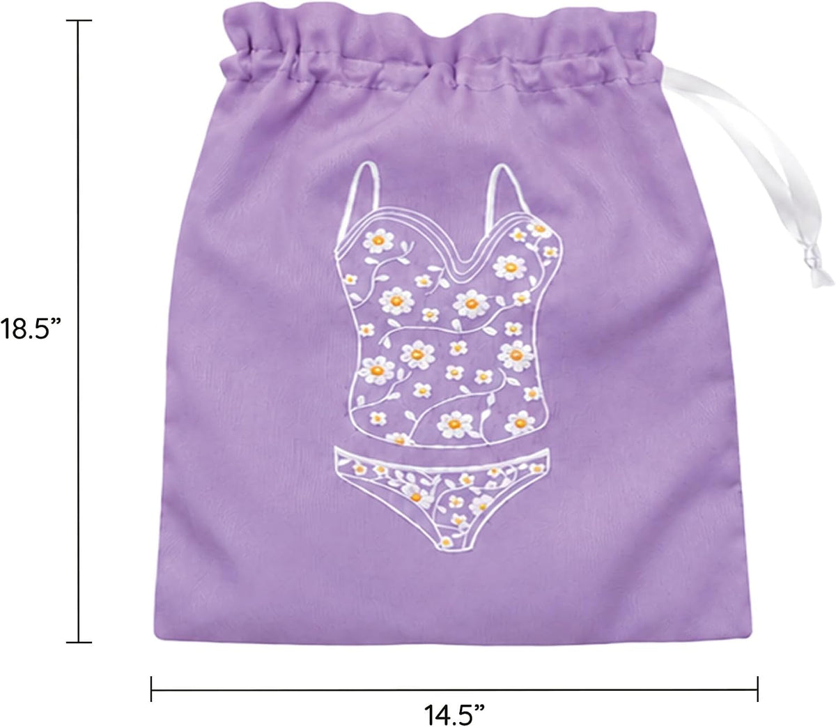 Lingerie Bag for Travel Set of 3, Women Lingerie Bags with Draw Strings, Double-Layered Egyptian Cotton Beach Bags for Swimwear, Underwear & Vacation Storage, 15x15 Inches (White)