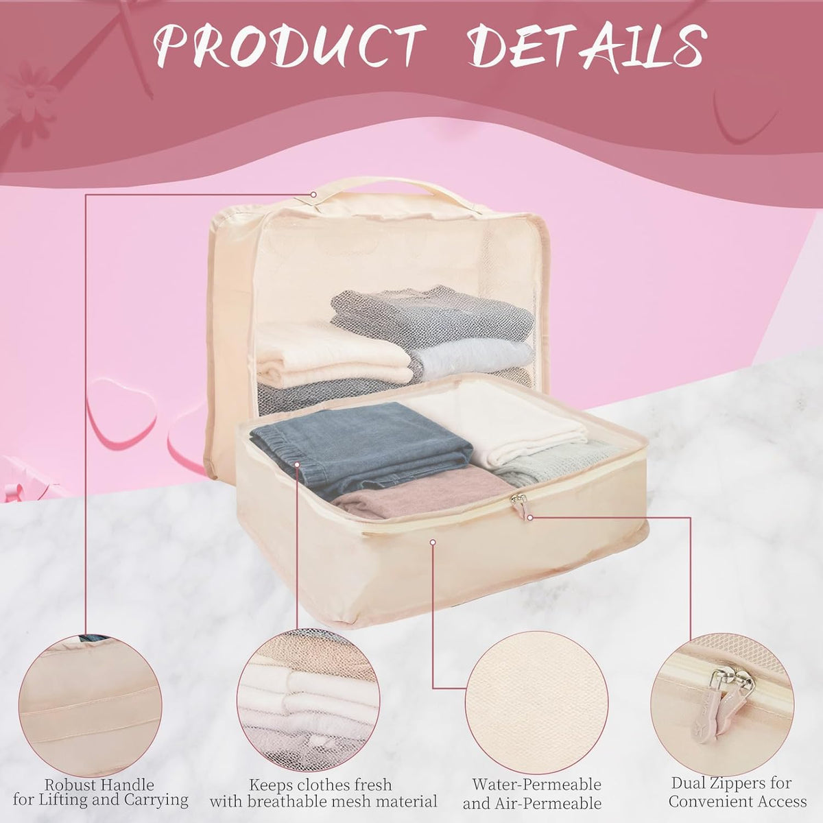 14 Pcs Packing Cubes for Suitcase Mesh Clothes Organizer Bulk, Lightweight Storage Bag, Toiletries Organizer Travel Luggage Bags for Hiking, Camping, Backpacking(XL, L, M Size)