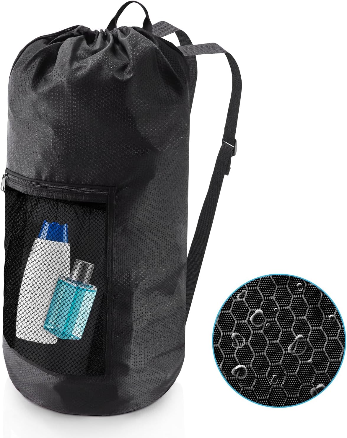 Laundry Bag Backpack, Extra Large Travel Laundry Bag with Mesh Pocket & Adjustable Shoulder Straps,Dirty Clothes Travel Bag for College Students Dorm,Apartment(Sunflower)