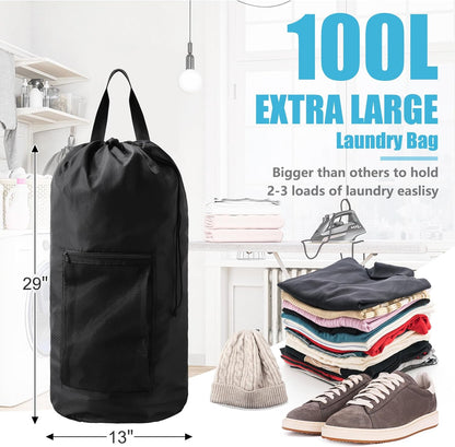 Laundry Bag Backpack, Extra Large Travel Laundry Bag with Mesh Pocket & Adjustable Shoulder Straps,Dirty Clothes Travel Bag for College Students Dorm,Apartment(Sunflower)