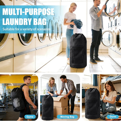 Laundry Bag Backpack, Extra Large Travel Laundry Bag with Mesh Pocket & Adjustable Shoulder Straps,Dirty Clothes Travel Bag for College Students Dorm,Apartment(Sunflower)