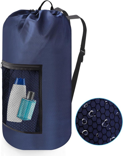 Laundry Bag Backpack, Extra Large Travel Laundry Bag with Mesh Pocket & Adjustable Shoulder Straps,Dirty Clothes Travel Bag for College Students Dorm,Apartment(Sunflower)