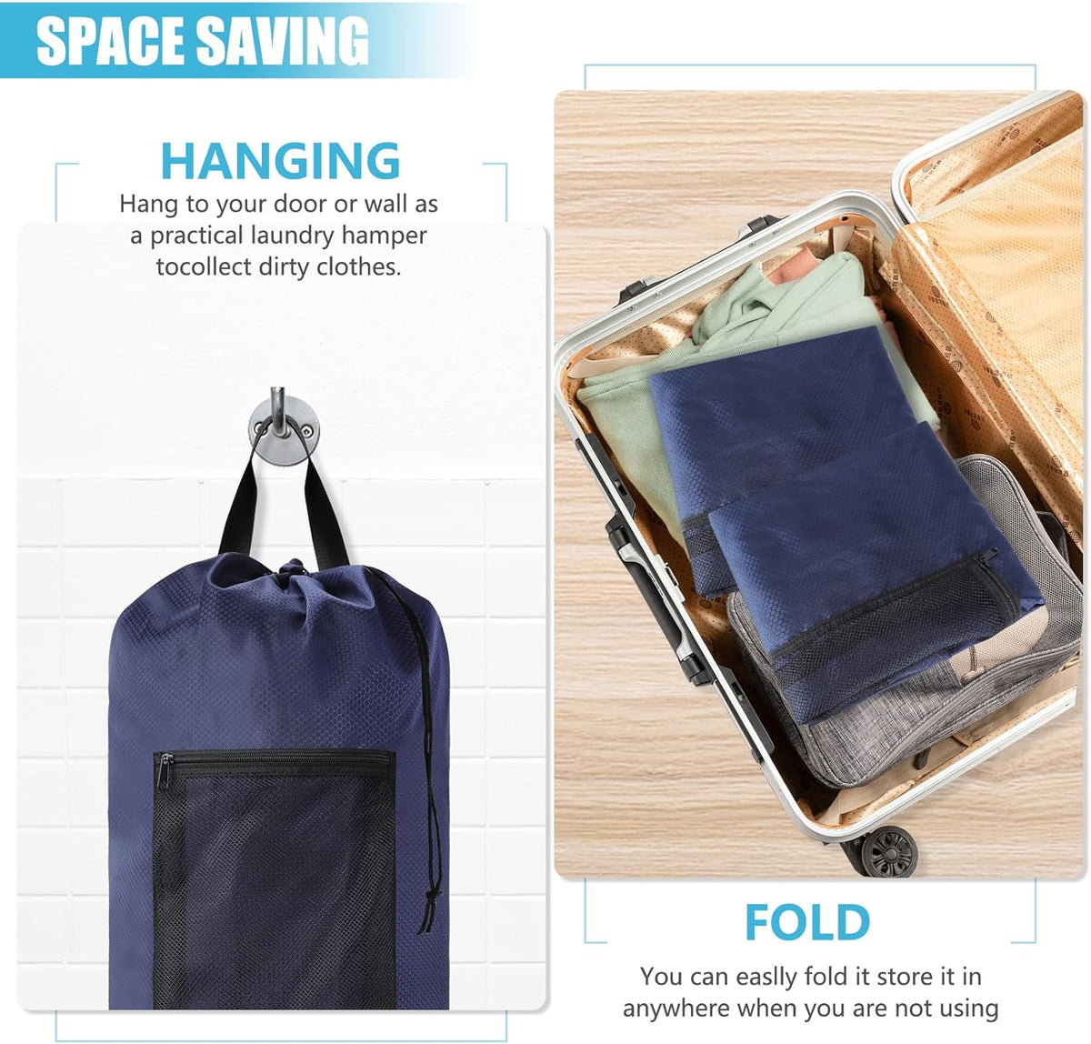 Laundry Bag Backpack, Extra Large Travel Laundry Bag with Mesh Pocket & Adjustable Shoulder Straps,Dirty Clothes Travel Bag for College Students Dorm,Apartment(Sunflower)