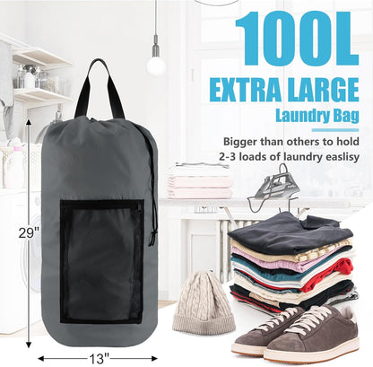 Laundry Bag Backpack, Extra Large Travel Laundry Bag with Mesh Pocket & Adjustable Shoulder Straps,Dirty Clothes Travel Bag for College Students Dorm,Apartment(Sunflower)